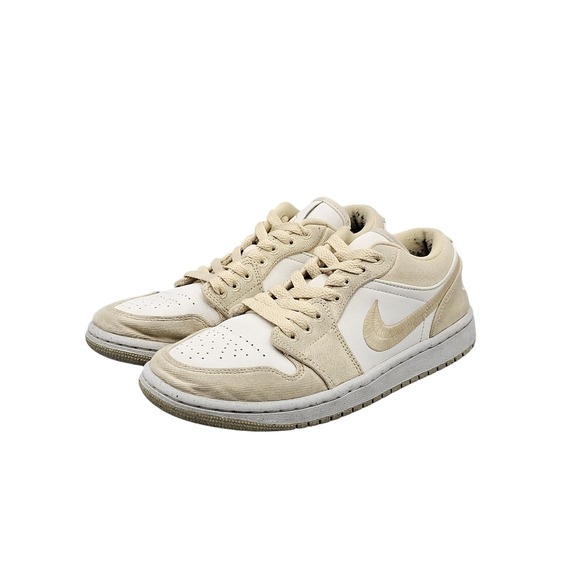 Women's Size‎ 7 US VGC Jordan 1 Low SE Team Gold Basketball Shoes White Leather - Picture 3 of 8